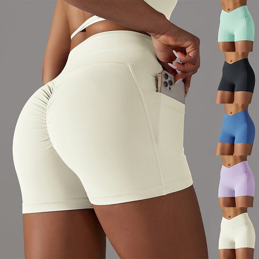 Short de yoga avec poche pour téléphone, pantalon de sport et de fitness pour femmes - KaoKao