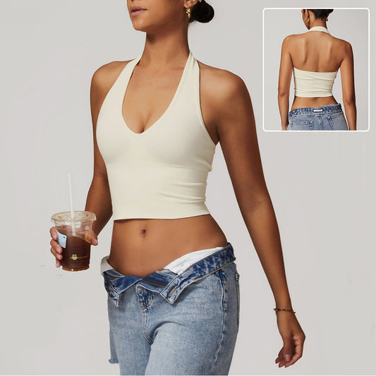 Soutien - gorge de yoga court dos nu pour femme, sans coutures, idéal pour le fitness et le sport - KaoKao