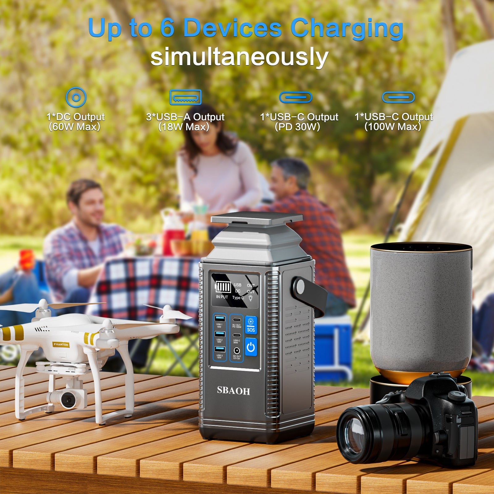Station d'alimentation de camping 296 Wh, batterie au lithium 80 000 mAh, générateur solaire d'extérieur, port USB - KaoKao