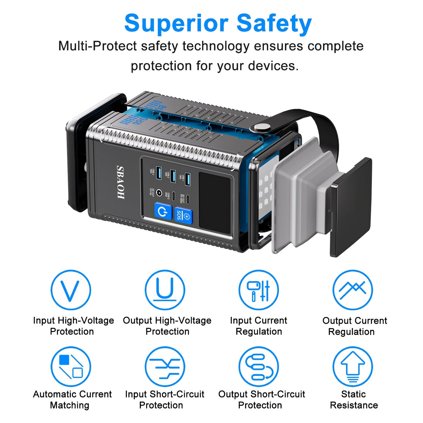 Station d'alimentation de camping 296 Wh, batterie au lithium 80 000 mAh, générateur solaire d'extérieur, port USB - KaoKao