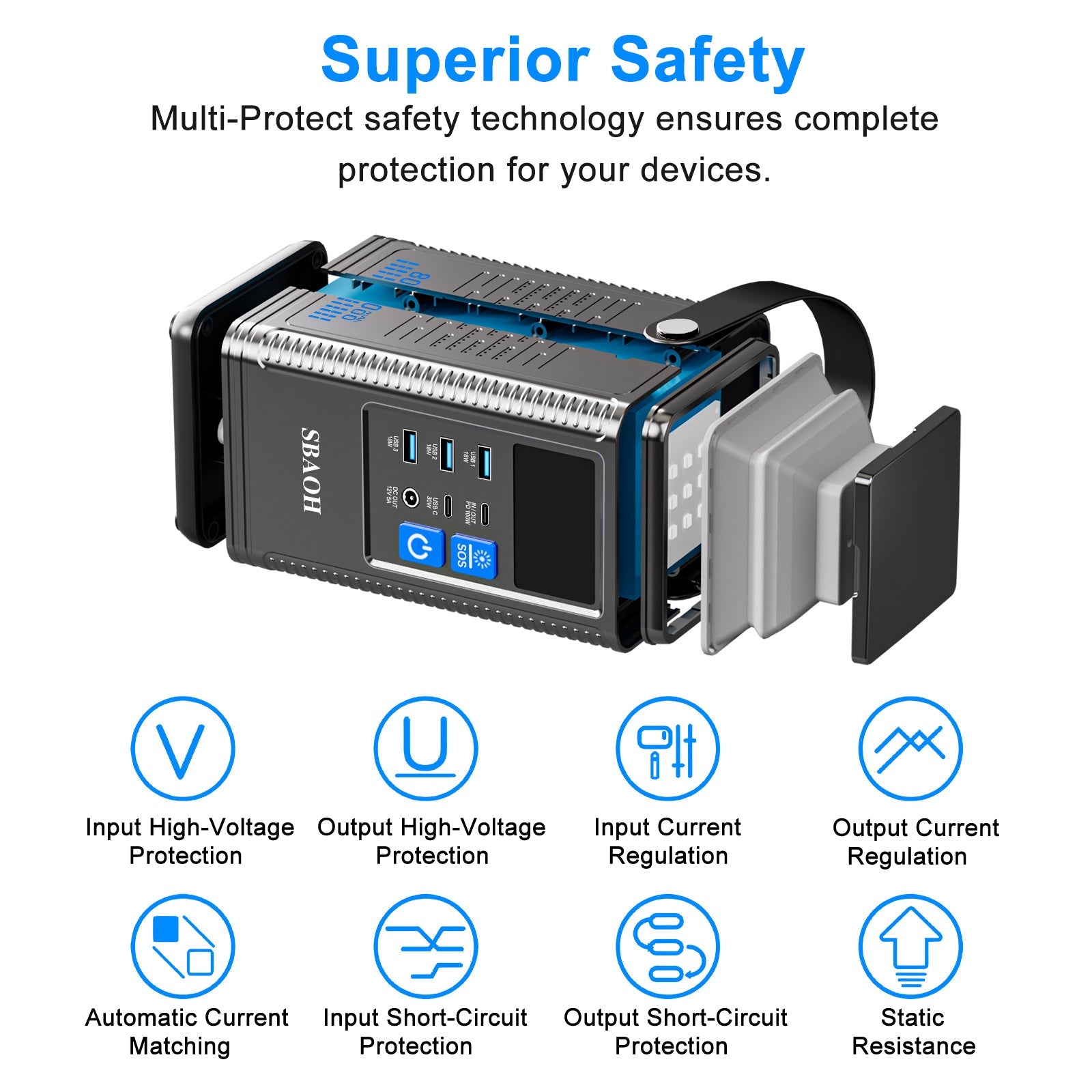 Station d'alimentation de camping 296 Wh, batterie au lithium 80 000 mAh, générateur solaire d'extérieur, port USB - KaoKao