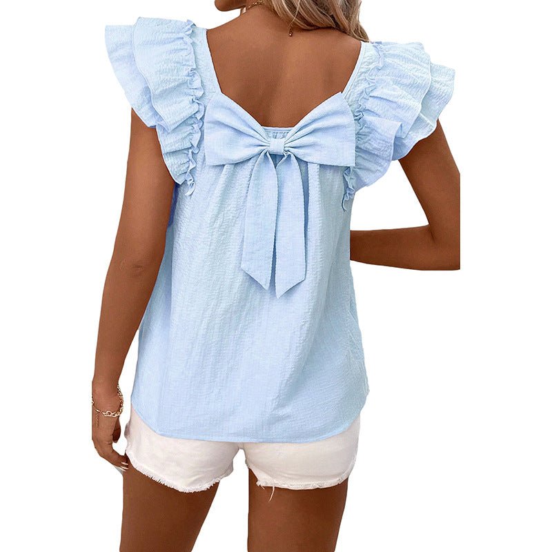 T-shirt à manches courtes pour femme avec nœud décoratif - KaoKao