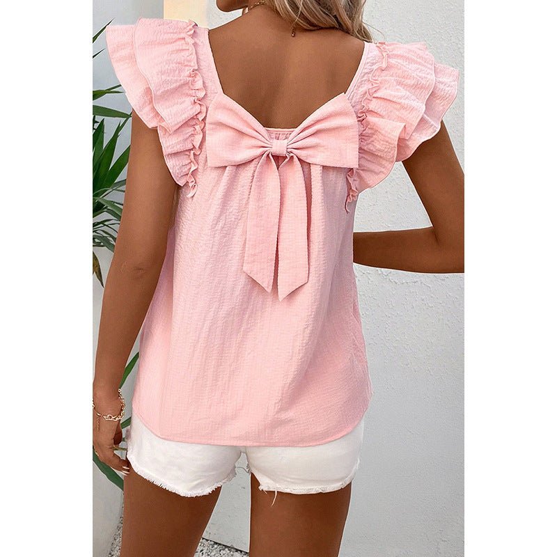 T-shirt à manches courtes pour femme avec nœud décoratif - KaoKao