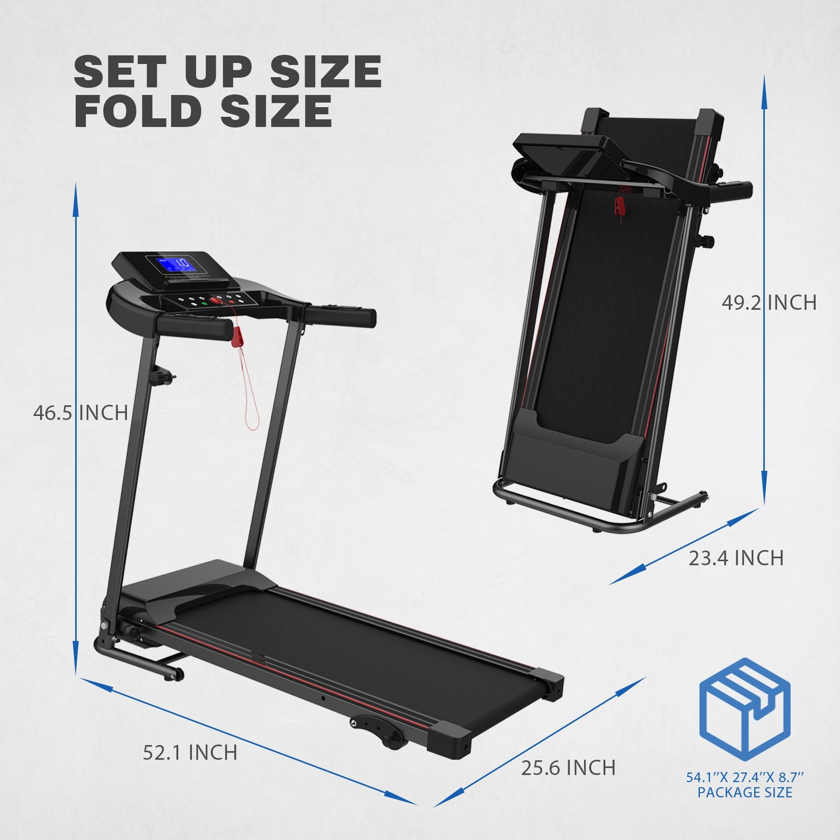 Tapis de course électrique inclinable, pliable, idéal pour la marche, le jogging, la maison, le bureau, etc. Tapis de course compact et pliable, tapis de marche, montage facile, 12 programmes prédéfinis, 2 roues - KaoKao