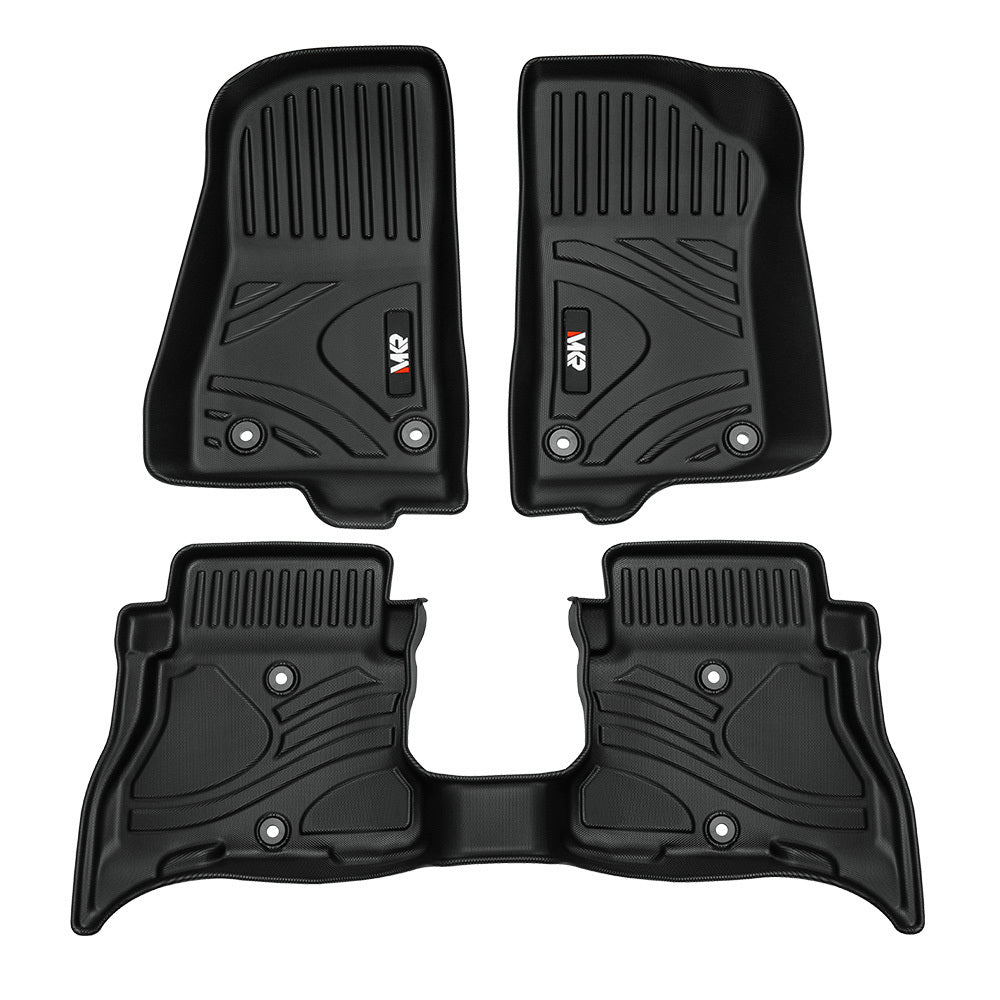 Tapis de sol de voiture antidérapants et durables MKR en TPE ECO, compatibles avec Jeep Wrangler JL 4xe (modèles 2 portes et JL Unlimited 2021 - 2024) (3 pièces) - KaoKao