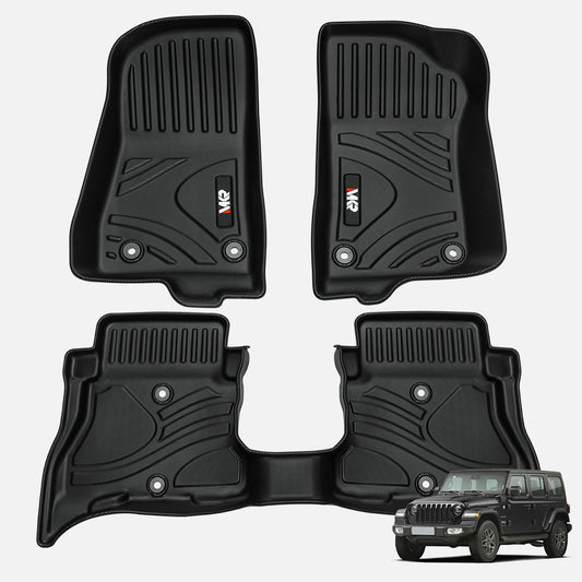 Tapis de sol de voiture antidérapants et durables MKR en TPE ECO, compatibles avec Jeep Wrangler JL 4xe (modèles 2 portes et JL Unlimited 2021 - 2024) (3 pièces) - KaoKao