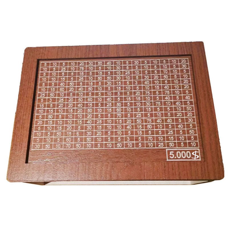 Tirelire en bois réutilisable avec objectif d'épargne et chiffres à cocher. Favorise l'habitude d'épargner. - KaoKao