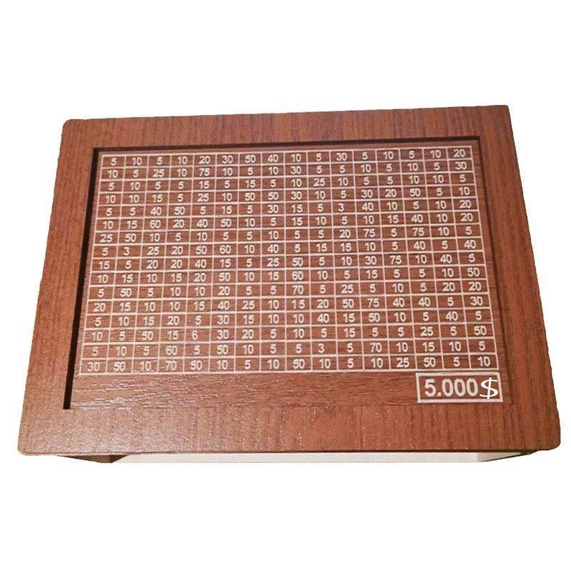 Tirelire en bois réutilisable avec objectif d'épargne et chiffres à cocher. Favorise l'habitude d'épargner. - KaoKao