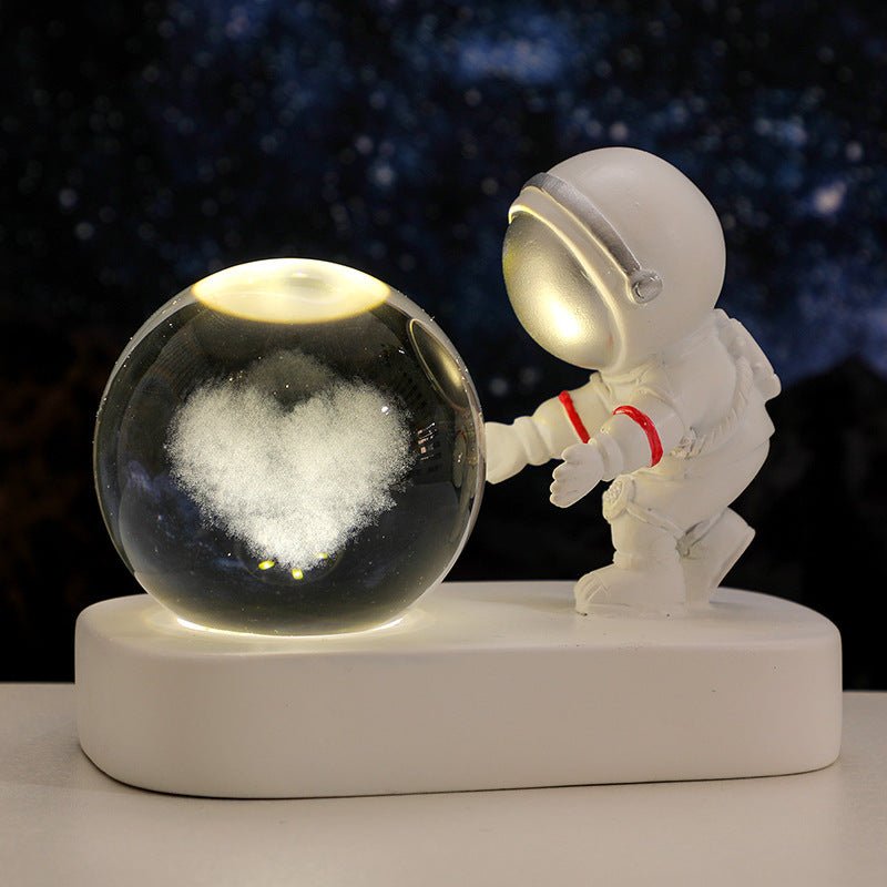 Veilleuse en forme de boule de cristal pour astronaute de la galaxie planétaire, alimentée par USB, lumière de chevet chaude, cadeau d'anniversaire - KaoKao