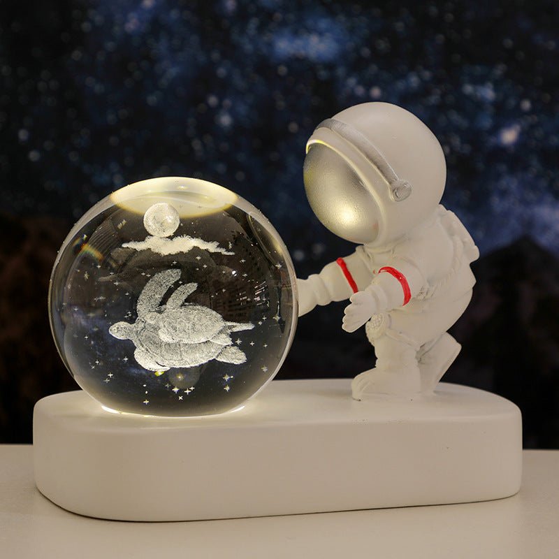 Veilleuse en forme de boule de cristal pour astronaute de la galaxie planétaire, alimentée par USB, lumière de chevet chaude, cadeau d'anniversaire - KaoKao