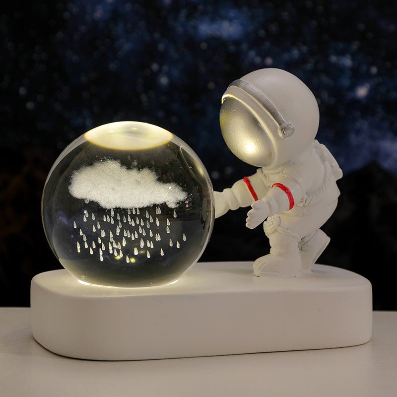 Veilleuse en forme de boule de cristal pour astronaute de la galaxie planétaire, alimentée par USB, lumière de chevet chaude, cadeau d'anniversaire - KaoKao