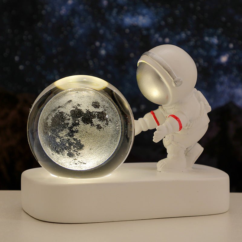 Veilleuse en forme de boule de cristal pour astronaute de la galaxie planétaire, alimentée par USB, lumière de chevet chaude, cadeau d'anniversaire - KaoKao