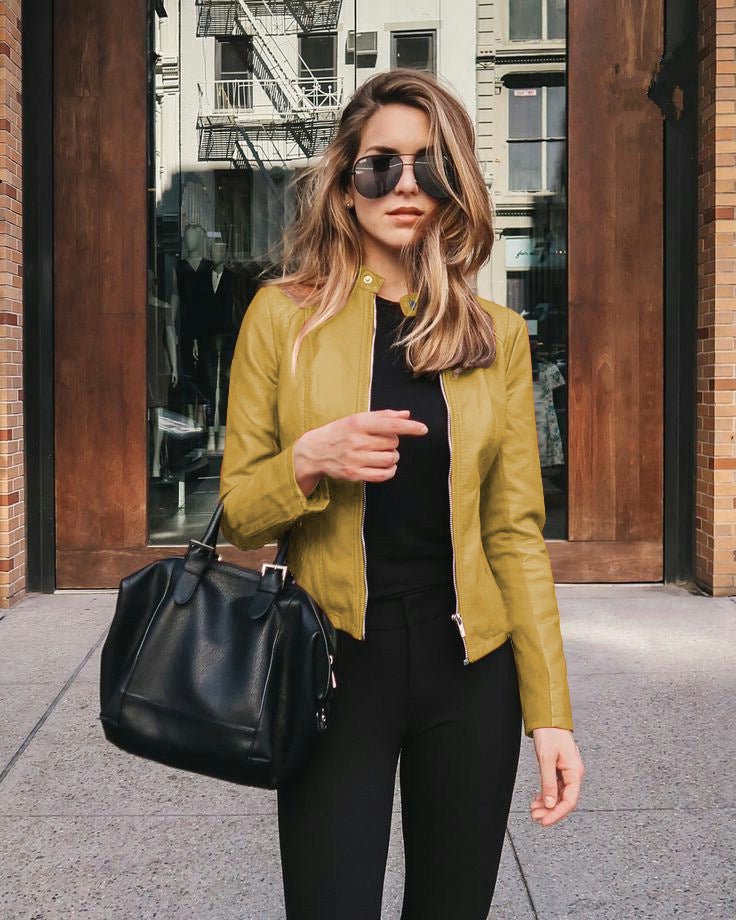 Veste de costume en cuir PU pour femme, nouvelle collection automne - hiver - KaoKao